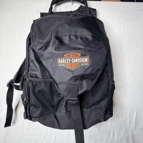 Harley Davidson Black Backpack Bag Motor Cycles Logo Travel School